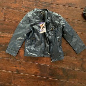ZRLI kids faux leather navy blue jacket NWT